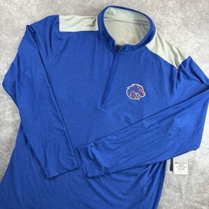 Boise State Broncos Sweatshirt Mens L Blue Grey 1/4 Zip Rare Sample NCAA NEW